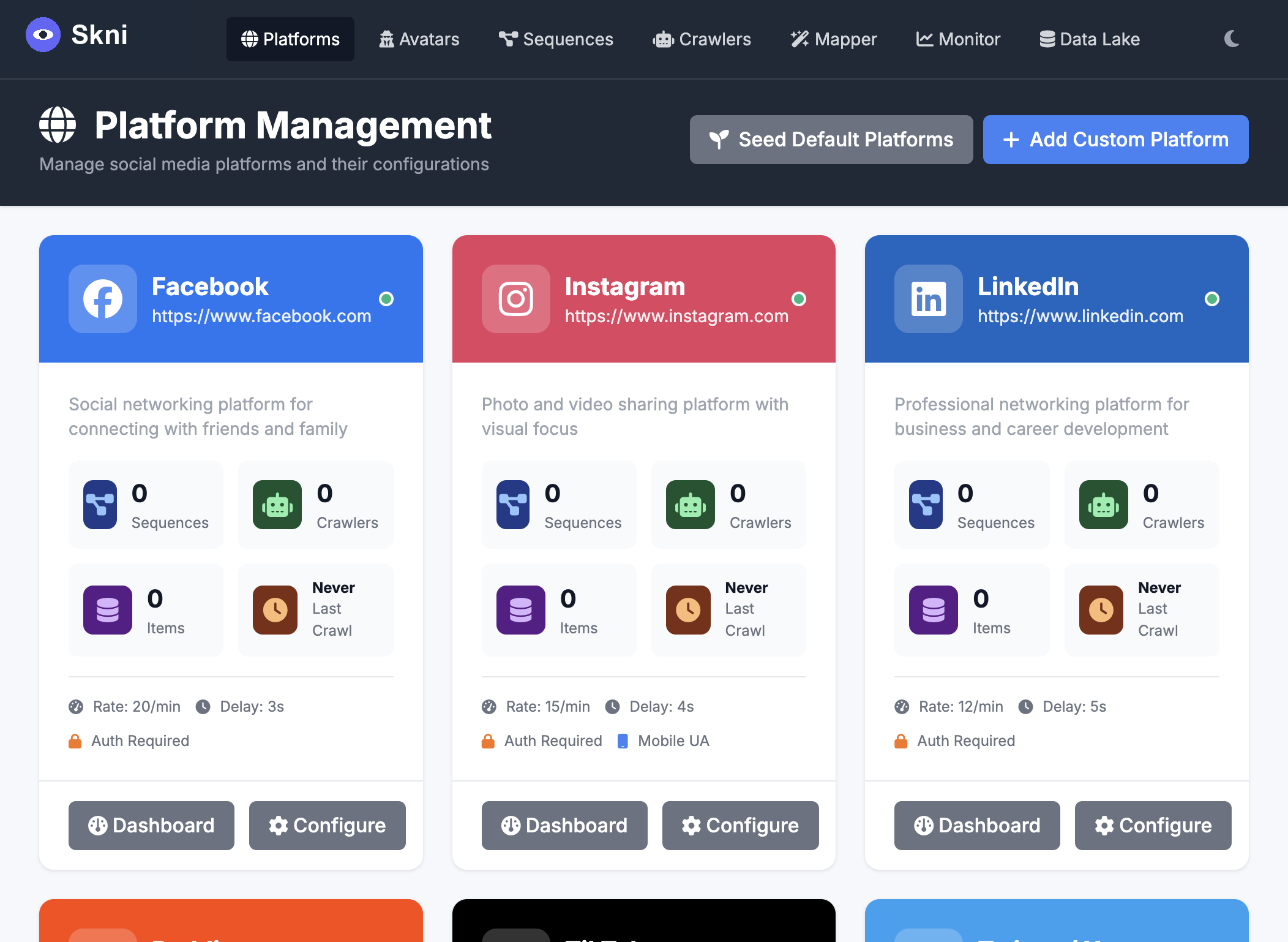 إدارة المنصات في سكني